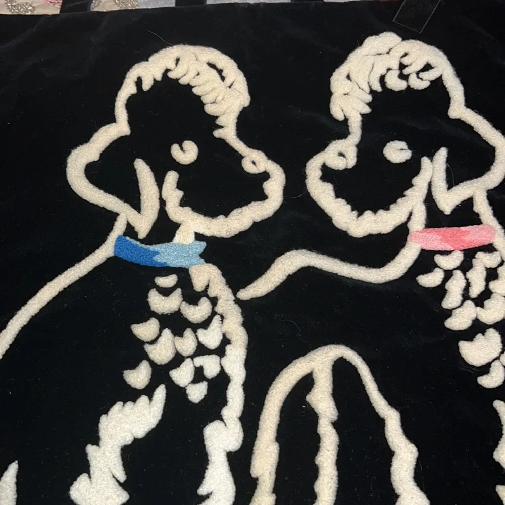 Vintage 50s poodle velvet wall hanging 36” x 21.5”